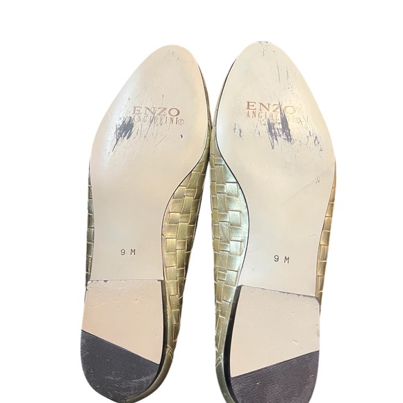 Vintage Enzo Angiolini Genius II Gold Woven Leather Women's Loafers 9M - Picture 7 of 7